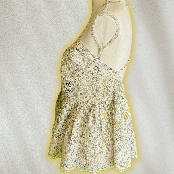 NWOT Free People ‘Sage’ Floral Peplum Tank With Eyelet Details Size XS - Picture 5 of 11